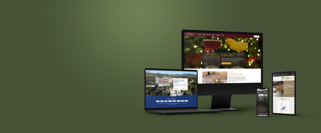 Examples of websites built by Ape Forge, designed for all screen sizes.